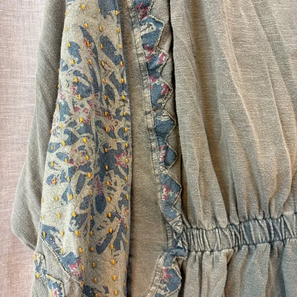 Free People Olive Embroidered Blouse - Picture 2 of 7